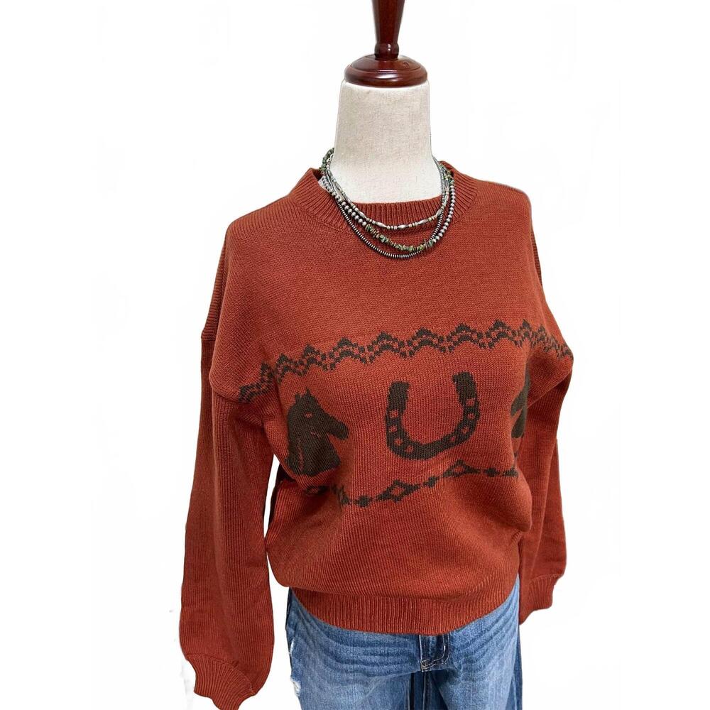 NEW ROCK & ROLL DENIM women's the clancey sweater in red - Picture 4 of 5